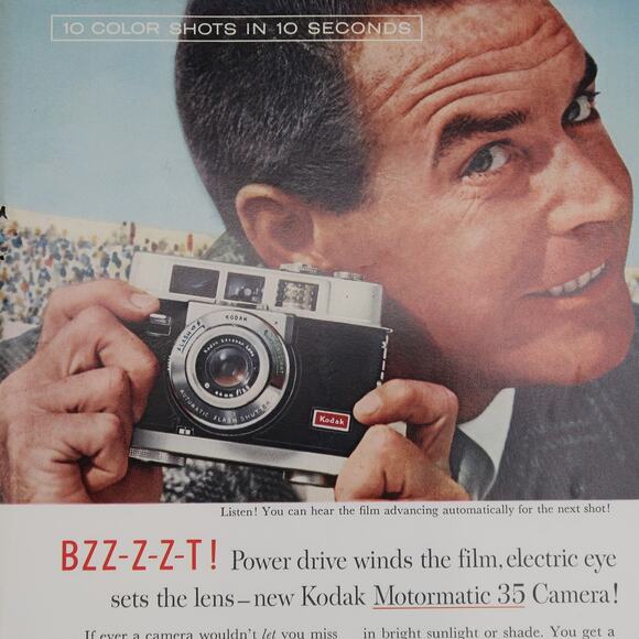 Kodak Motormatic Camera Magazine Advertisement 1960 Vintage 35mm Photography - Picture 3 of 6